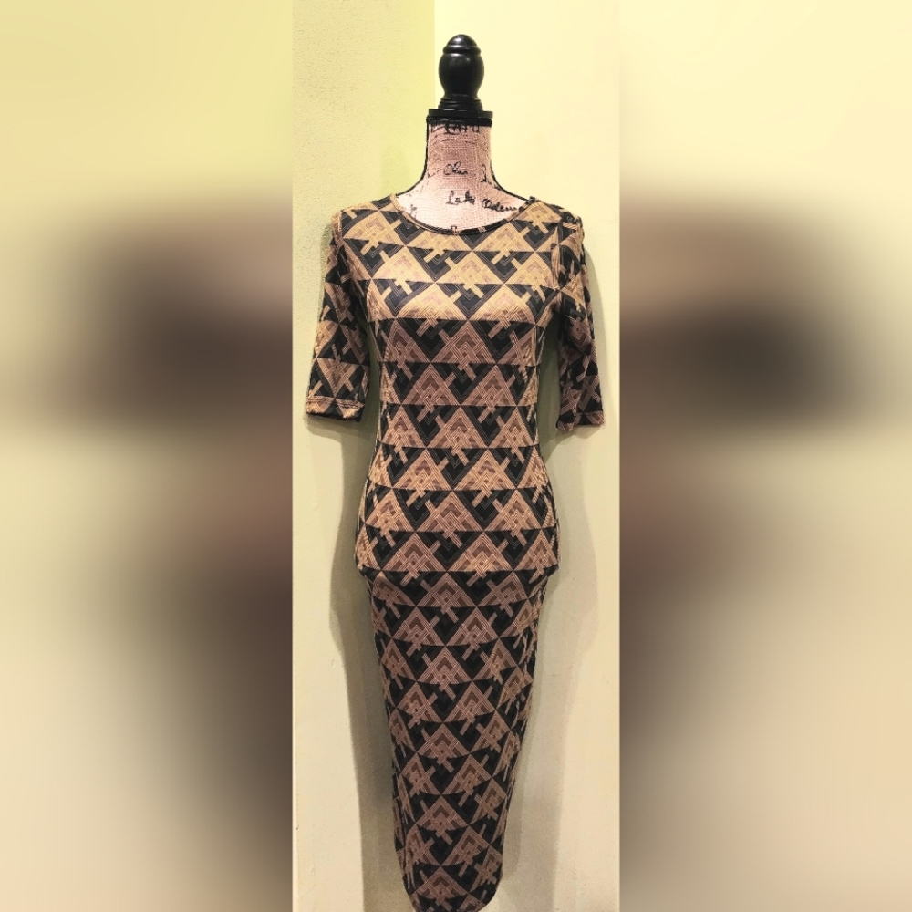 Black and Gold Spandex Dress, Size Small